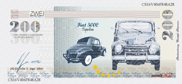 Fiat Topolino, eine Souvenir Note zum Sammeln