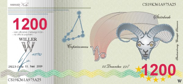 Steinbock, eine Souvenir Note zum Sammeln